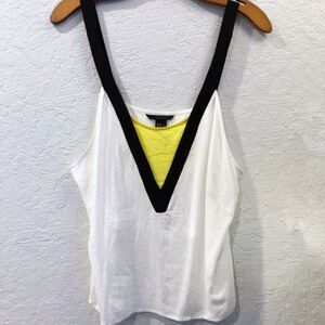 H&M White and Black Camisole with Yellow Accent